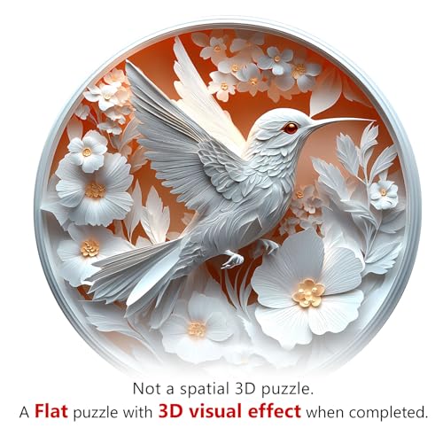 Purdicra Wooden Puzzles for Adults Unique Animal Shaped Paper Hummingbird Puzzle 3D Vision Wooden Jigsaw Puzzle Christmas Birthday Gifts for FriendsFamily Home Decor 114 114in 200pcs - Image 5