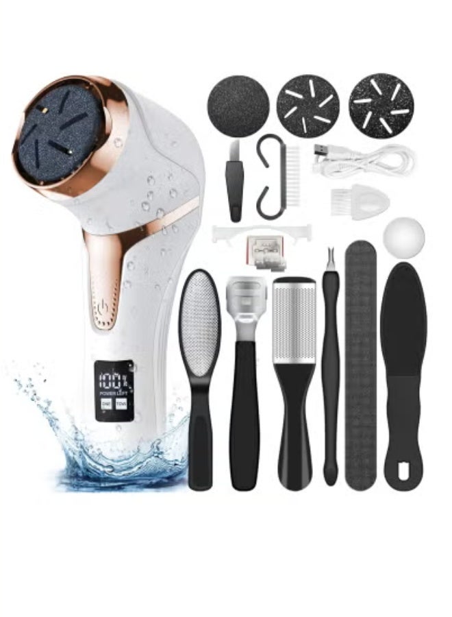 general Electric Feet Callus Remover with Lint Vacuum, Rechargeable Callus Remover Pedicure Tools, Professional Foot Care Kit with 3 Heads and 2 Speeds, LCD Display - Image 1