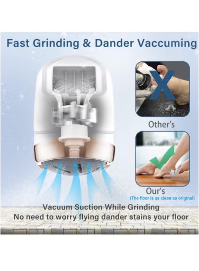 general Electric Feet Callus Remover with Lint Vacuum, Rechargeable Callus Remover Pedicure Tools, Professional Foot Care Kit with 3 Heads and 2 Speeds, LCD Display - Image 4