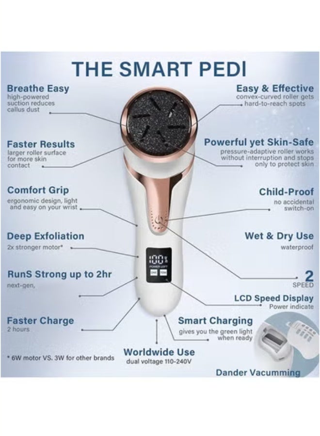 general Electric Feet Callus Remover with Lint Vacuum, Rechargeable Callus Remover Pedicure Tools, Professional Foot Care Kit with 3 Heads and 2 Speeds, LCD Display - Image 2