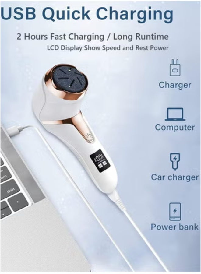 general Electric Feet Callus Remover with Lint Vacuum, Rechargeable Callus Remover Pedicure Tools, Professional Foot Care Kit with 3 Heads and 2 Speeds, LCD Display - Image 5