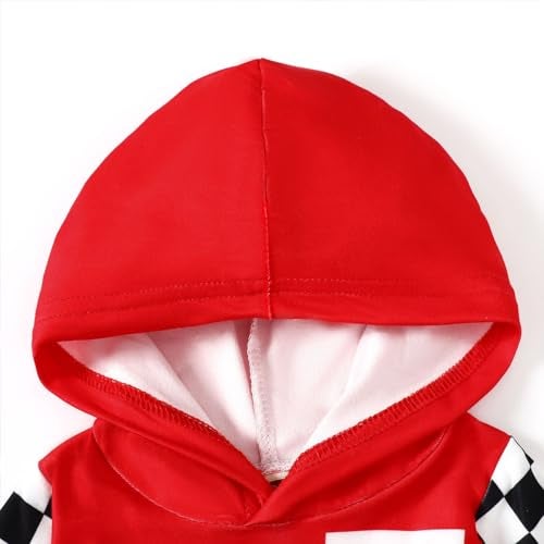 Happidoo Baby Boy Halloween Outfit Brithday Clothes Race Car Driver Hooded Romper (Red-Long,6-12 Months) - Image 5