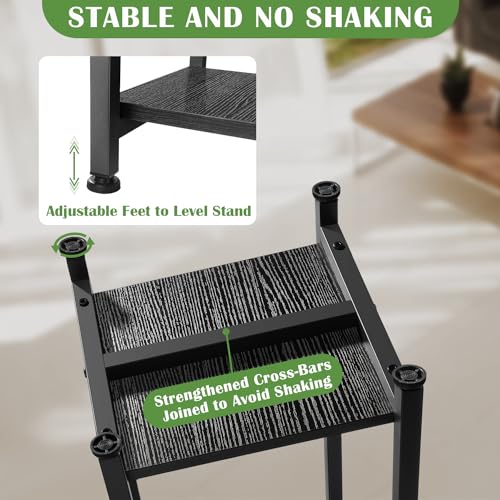 Dipion Tall Plant Stand Indoor,31 Inch Plant Stands,2 Tier Metal Plant Stand with Heavy Duty Wood,Black - Image 3