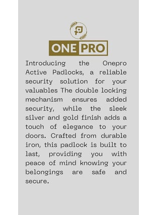 ONEPRO Onepro Active 2 Padlock Set 6Keys Silver Gold Finish 50MM 7Levers Lock and Keys for Home Door Shop Cupboard Kitchen Locker  - Image 4