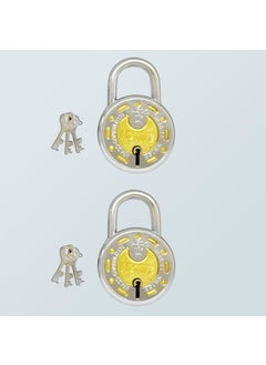 ONEPRO Onepro Active 2 Padlock Set 6Keys Silver Gold Finish 50MM 7Levers Lock and Keys for Home Door Shop Cupboard Kitchen Locker  - Image 1