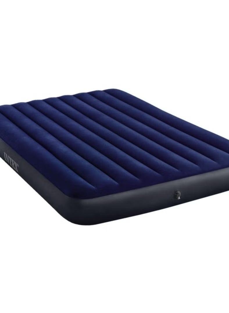 INTEX Classic Downy Queen Double Mattress – 10” Airbed, Blue, Unisex, Durable Fiber-Tech Construction, Includes 2 Inflatable Pillows & Hand Pump, 272 kg Capacity  - Image 3