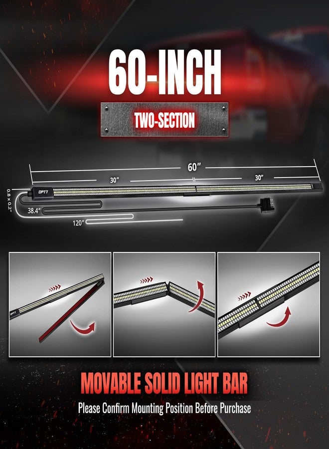 OPT7 60" Redline Parlux Triple Row LED Tailgate Light Bar w/Sequential Red Turn Signal, Weatherproof Rigid Aluminum Frame Light Strip for Trucks, Pickup - Full Function Reverse Brake Running - Image 2