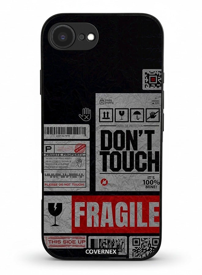 Covernex Apple iPhone 16e Protective Case Cover Printed Featuring Fragile Warning Label Collage - Image 1