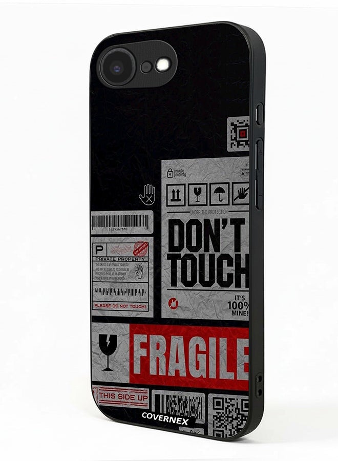 Covernex Apple iPhone 16e Protective Case Cover Printed Featuring Fragile Warning Label Collage - Image 2