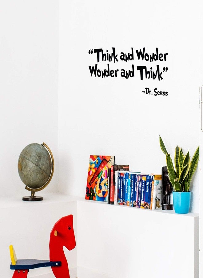 Ceybo Vinyl Wall Art Decal - Think and Wonder Wonder and Think - Dr. Seuss - 13.5" x 30" - Trendy Cute Inspirational Charming Quote Sticker for Kids Room Playroom Nursery Daycare School Decor - Image 2