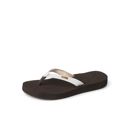 Reef Star Cushion Sassy Womens Flip Flop, Ultra Soft Cushion Footbed, Arch Support, Brown/White, 11 - Image 1