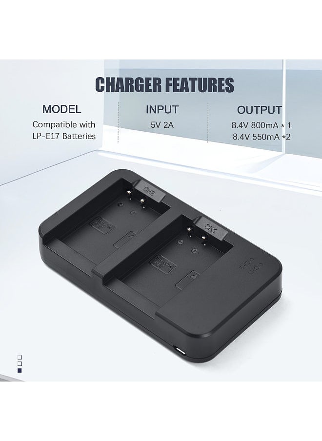 Generic Camera LP-E17 Battery & Charger Kit with 2-slot Battery Charger + 2pcs LP-E17 Batteries 7.2V 1040mAh + USB Charging Cable  - Image 4