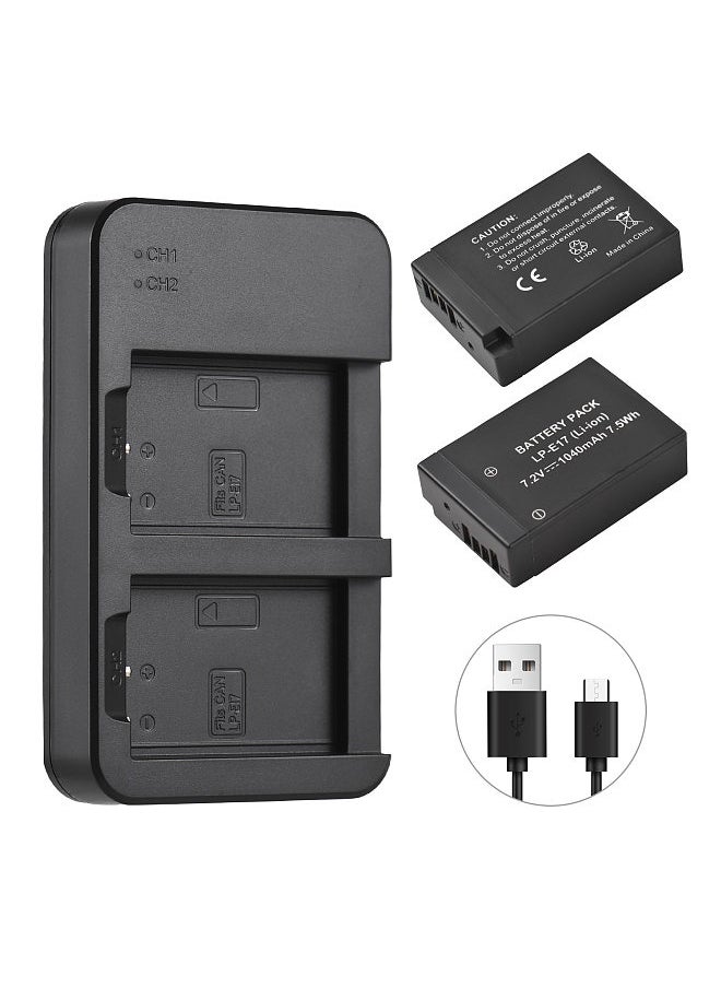 Generic Camera LP-E17 Battery & Charger Kit with 2-slot Battery Charger + 2pcs LP-E17 Batteries 7.2V 1040mAh + USB Charging Cable  - Image 3