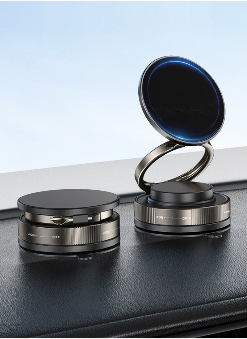 حامل هاتف مغناطيسي للسيارة بالشفط - قابل للطي ودوران 360° مع مغناطيس قوي N54، متوافق عالميًا مع الهواتف الذكية (أسود) - Image 1