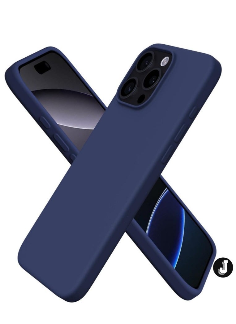 JAJEEK "New Soft Liquid Silicone Gel Case for iPhone 16 Pro Max – Full Body Shockproof Protection, Matte Finish & Soft Microfiber Lining (Blue)" - Image 1