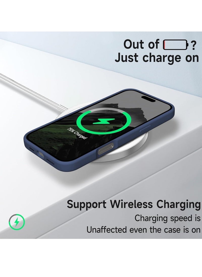 JAJEEK "New Soft Liquid Silicone Gel Case for iPhone 16 Pro Max – Full Body Shockproof Protection, Matte Finish & Soft Microfiber Lining (Blue)" - Image 5