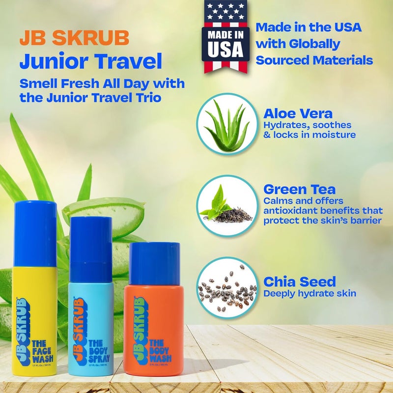 JB SKRUB The Junior Travel Trio - Complete Skin Care Set for Kids, Tweens & Teens: Hydrating Body Wash, Refreshing Body Spray, & Gentle Face Wash - Image 5