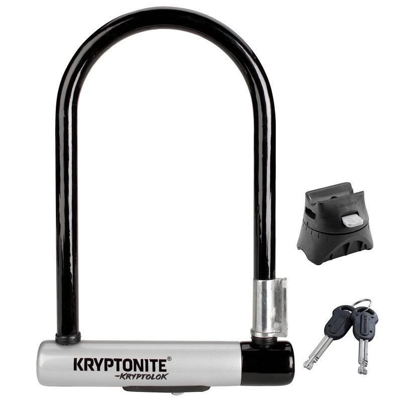 Kryptonite Kryptolok ATB Bike ULock Heavy Duty AntiTheft Sold Secure Gold U Lock 127mm Shackle with Mounting Bracket and Keys High Security Lock for Wide Tires EBike Scooter Road Mountain Bike