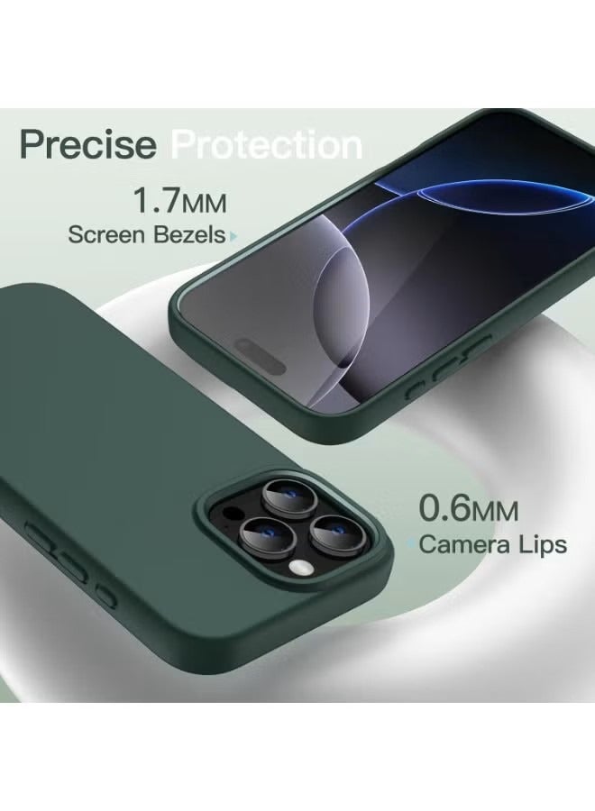general Ultra-Slim Liquid Silicone Case for iPhone 16 Pro | Premium Soft-Touch Protective Cover with Internal Microfiber Lining & Enhanced Camera Protection – Dark Green - Image 3