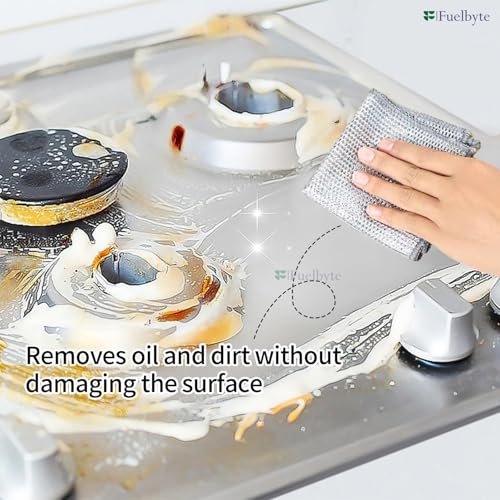 Fuelbyte Double Layered Dish Wash Cloth (Pack of 3) Non Scratch Steel Wire Dish Cloth Wet and Dry Dishwashing Rugs for Kitchen Accessories Items Cleaning Supplies for Sinks Counters (3 Pcs) - Image 5