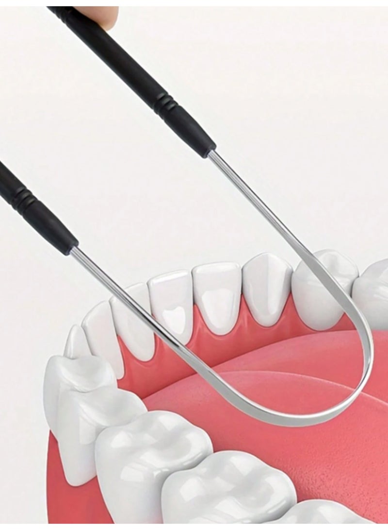 4PC الفولاذ المقاوم للصدأ مريحة يو شكل اللسان مكشطة ، نظافة الفم ، مكشطة اللسان الكبار ، وإزالة رائحة الفم الكريهة ، مكشطة اللسان أدوات صحة الفم ، أربعة ألوان ( الوردي + الأسود + الأبيض + الأخضر ) - Image 2