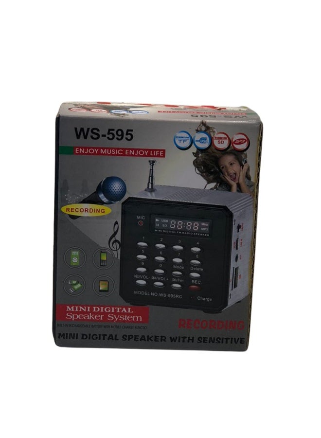 Portable Mini Digital Bluetooth Speaker with Best Sound & FM Radio | Rechargeable Power Bank Function, Digital Display & MP3 Recording | High Quality Audio for Music | Compatible with Phone, Tablet, USB/SD/TF Card | Suitable for Songs & Music Lovers - Image 2