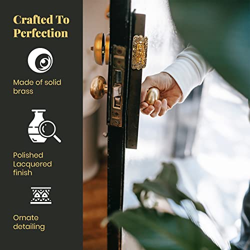 A29 Victorian Wireless Twist Doorbell, Solid Brass Mechanical Chime in Polished Lacquered Finish - Vintage Doorbell for Homes with Manual Hand Turn Chime, Decorative Classic Design, Easy Installation - Image 4