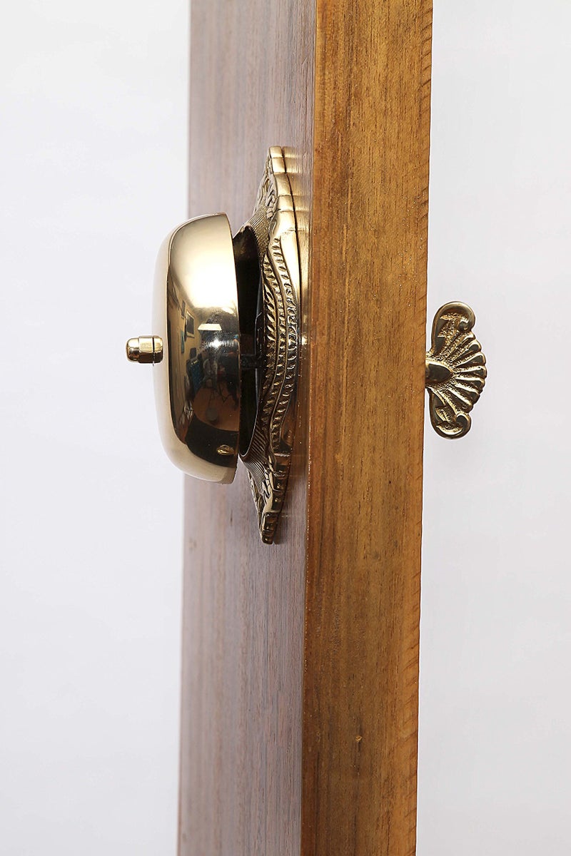 A29 Victorian Wireless Twist Doorbell, Solid Brass Mechanical Chime in Polished Lacquered Finish - Vintage Doorbell for Homes with Manual Hand Turn Chime, Decorative Classic Design, Easy Installation - Image 2