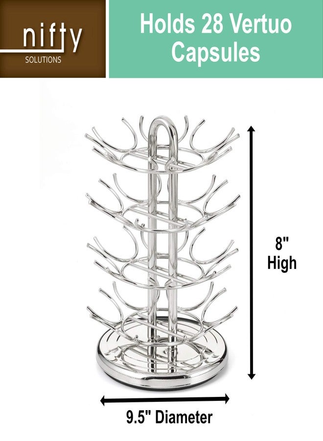 Nifty Solutions Nifty Vertuoline Coffee Pod Carousel - Nickel Chrome Finish, 28 Pod Capsule Holder, Spins 360-Degrees, Lazy Susan Platform, Home or Office Kitchen Counter Organizer - Image 3