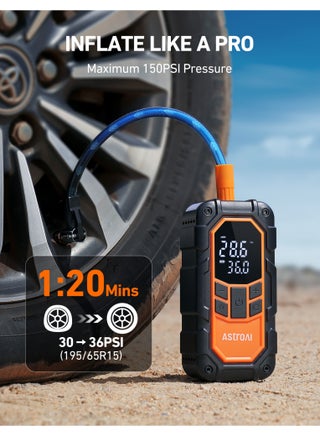 AstroAI S8 Air Nano Jump Starter with Air Compressor, 1500A Peak Car Battery Jump Starter Portable (6.0 Gas/3.0L Diesel) with 150PSI Auto-Shutoff Tire Inflator, 3.7V Battery x 4 Charger Booster - view 4