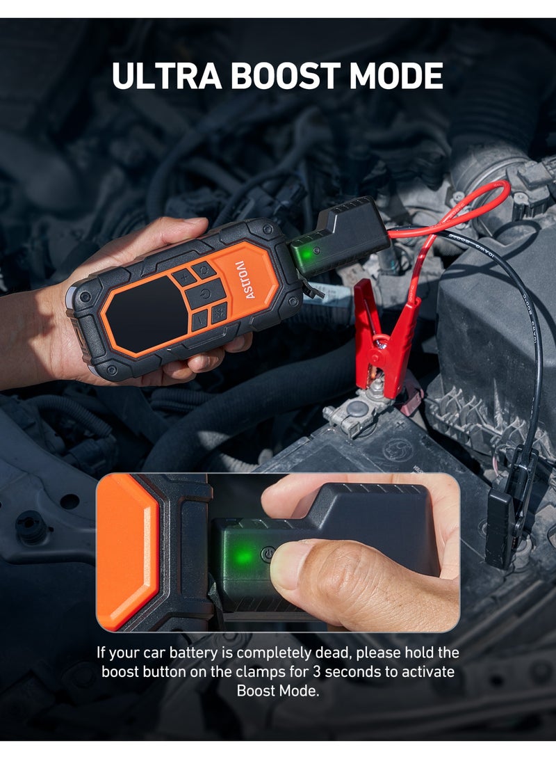 أسترواي AstroAI S8 Air Nano Jump Starter مع ضاغط الهواء ، 1500A قمة بطارية السيارة Jump Starter المحمولة (6.0 غاز / 3.0L ديزل) مع 150PSI التلقائي إغلاق الإطارات المضخمة ، 12V شاحن البطارية Booster - Image 3