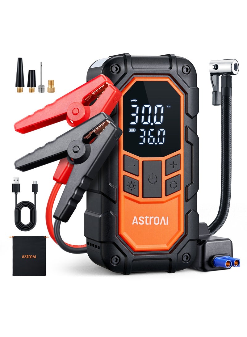 أسترواي AstroAI S8 Air Nano Jump Starter مع ضاغط الهواء ، 1500A قمة بطارية السيارة Jump Starter المحمولة (6.0 غاز / 3.0L ديزل) مع 150PSI التلقائي إغلاق الإطارات المضخمة ، 12V شاحن البطارية Booster - Image 1