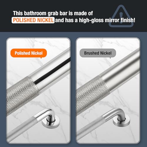 Ravinte Hardware Grab Bars for Shower, 2 Pack 24-Inch Anti Slip Shower Handles for Elderly, Safety Shower Grab Bar, Stainless Steel Handicap Grab Bars for Bathroom (Polished Nickel 1" Diameter) - Image 5