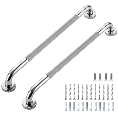 Ravinte Hardware Grab Bars for Shower, 2 Pack 24-Inch Anti Slip Shower Handles for Elderly, Safety Shower Grab Bar, Stainless Steel Handicap Grab Bars for Bathroom (Polished Nickel 1" Diameter) - Image 1