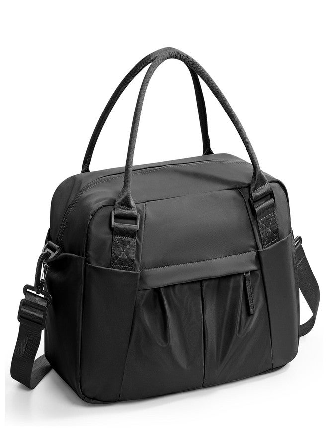 BJLFS Small Black Gym Duffle Bag for Women Men with Shoe Compartment, Mini Cute Weekender Handbag Carry on Travel Bag for Airplane, Water Resistant Sports Yoga Tote Bag with Dry Wet Separated Pocket. - Image 1
