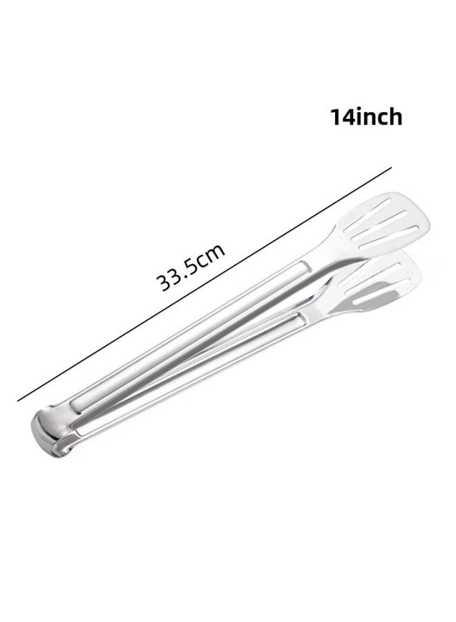 Stainless Steel Food Clips, Buffet Clips, Braised Vegetable Clips, Commercial Thickeneded Vegetable-sharing Special Public Clips, Food Clips-Color:14inch True Color Three-wire Clip (201)  - Image 1