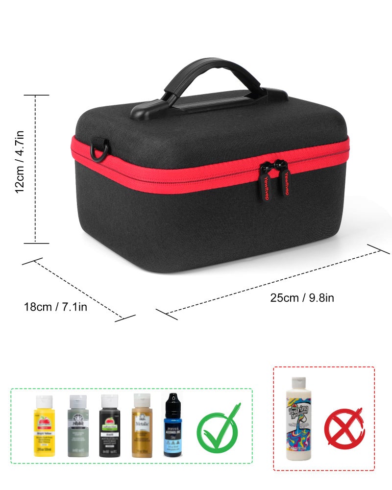 Yewltvep Acrylic Paint Storage Case for Bottles(2 fl oz), Craft Paint Storage Bottle Organizer, Art Supply Hard Box Organizer with Pocket for Brushes, Palette Board (Small - 24 Bottles 2 fl oz Acrylic Paint) - Image 5