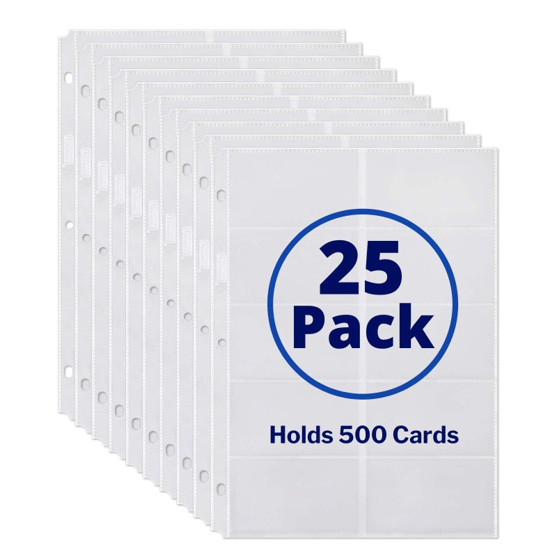 Dunwell Business Card Holder Sleeves (25 Pack for 500 Cards), Heavyweight Plastic Sheet Protect, Each Sleeve Holds 20 2x3.5 Namecards, 3-Hole Punched, Fits 3-Ring Binders - Image 2