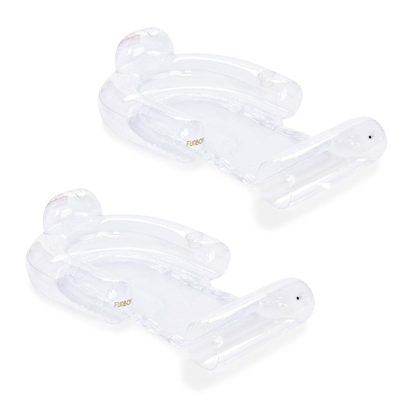 FUNBOY Clear Inflatable Mesh Pool Float 2-Pack 2-in-1 Pool Chair Float & Mesh Water Hammock 53"Pool Float for Adults Swimming Pool Accessories & Tanning Pool Lounger Float for Pool Party & Summer