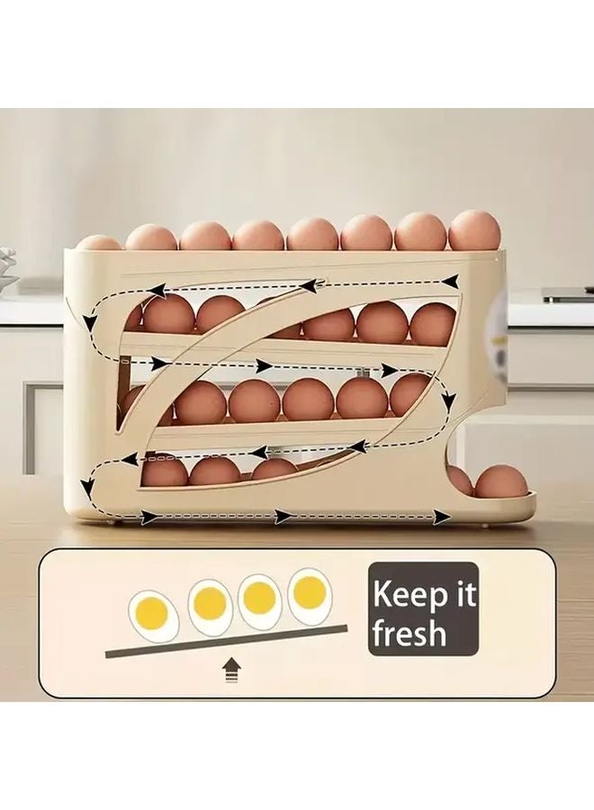 Yellow Automatic Gravity Fed Refrigerator Egg Holder Dispenser Stackable Storage Rack - Image 4