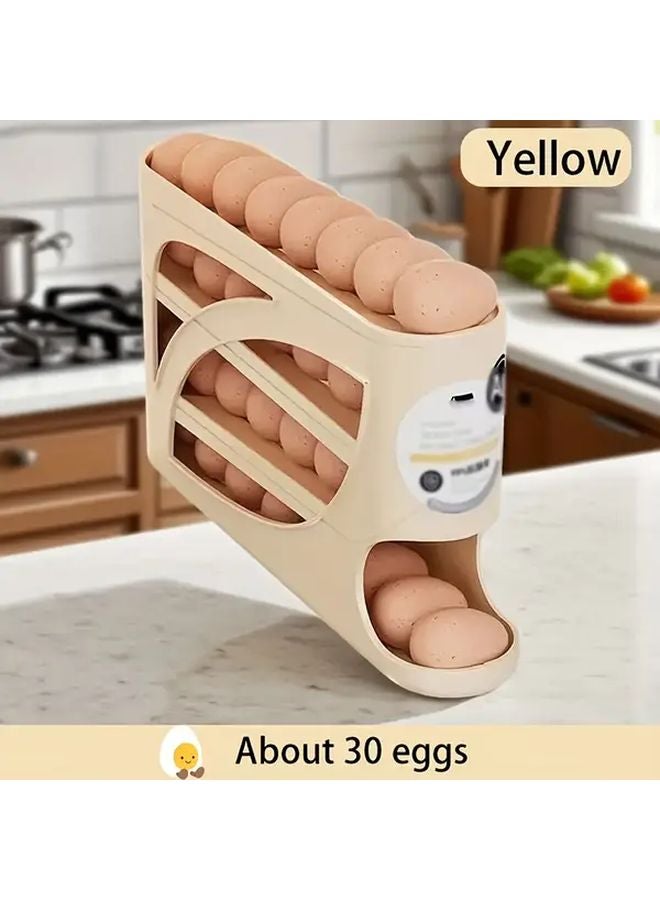 Yellow Automatic Gravity Fed Refrigerator Egg Holder Dispenser Stackable Storage Rack - Image 1