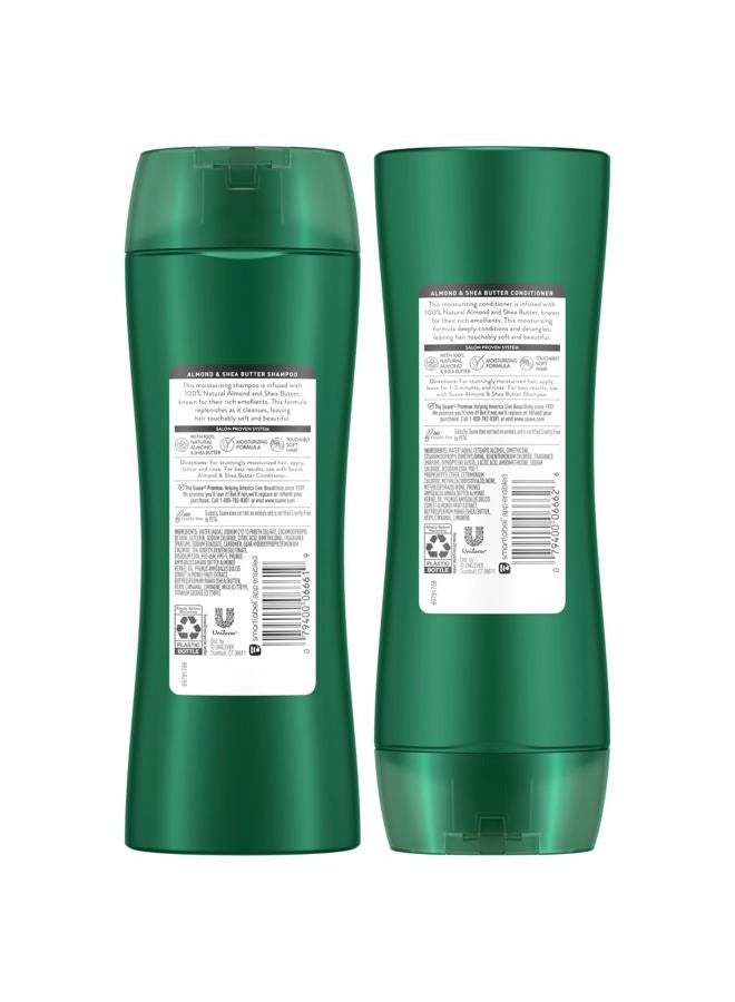 Suave مجموعة شامبو وبلسم، لوز وزبدة الشيا - شامبو وبلسم مرطب، علاج للشعر الجاف، معطر، 12.6 أونصة لكل منهما (مجموعة من قطعتين) - Image 2