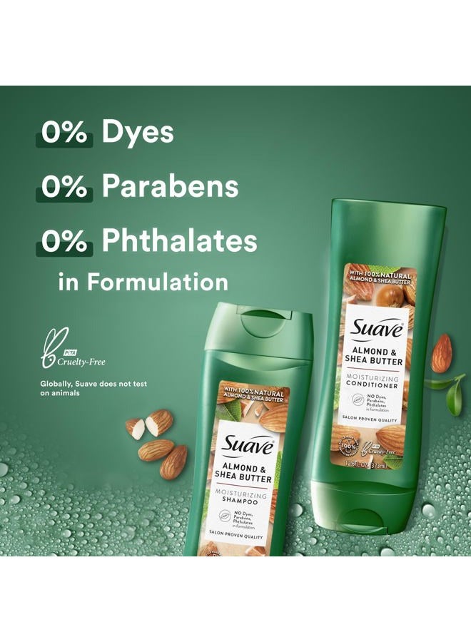 Suave مجموعة شامبو وبلسم، لوز وزبدة الشيا - شامبو وبلسم مرطب، علاج للشعر الجاف، معطر، 12.6 أونصة لكل منهما (مجموعة من قطعتين) - Image 4