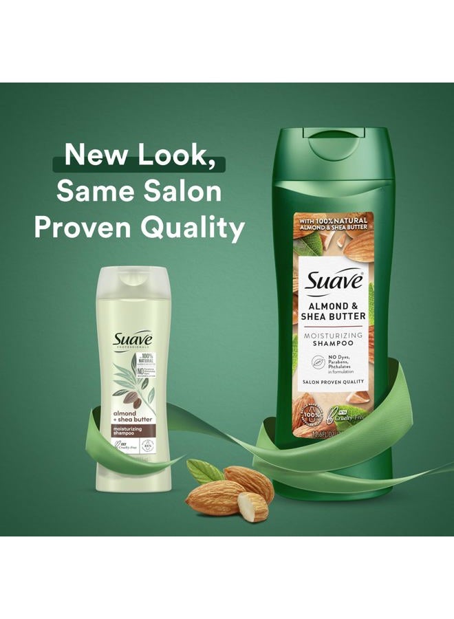 Suave مجموعة شامبو وبلسم، لوز وزبدة الشيا - شامبو وبلسم مرطب، علاج للشعر الجاف، معطر، 12.6 أونصة لكل منهما (مجموعة من قطعتين) - Image 3