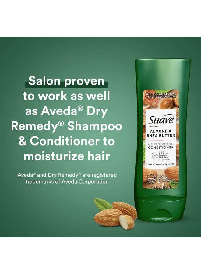 Suave مجموعة شامبو وبلسم، لوز وزبدة الشيا - شامبو وبلسم مرطب، علاج للشعر الجاف، معطر، 12.6 أونصة لكل منهما (مجموعة من قطعتين) - Image 5