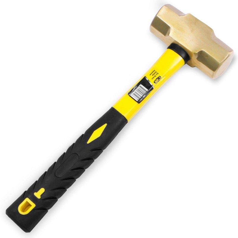 Stark USA 3LBS Brass Head Sledge Hammer Fiber Glass Brass Striking Head, 13-inch Handle With Comfortable Grip, Non-Sparking, 3-Pounds
