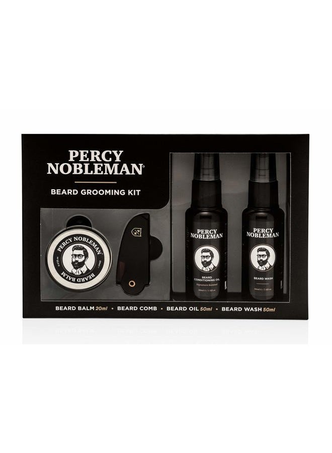 Percy Nobleman Beard Grooming Kit - Signature Scented Beard Oil 50ml, Wash 50ml, Balm 20ml & Comb - Image 1