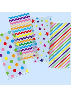 RTYY 100 Pcs Colorful Cellophane Treat Bags, Five-pointed Star Stripes Printed Pattern Candy Favor Bags with Twist Ties, plastic birthday treats bags Party Favor Gift Wrapping Bags for Pride Day Baby Shower Birthday Party Supplies Cookie Cake Chocolate Candy Snack  - Image 5