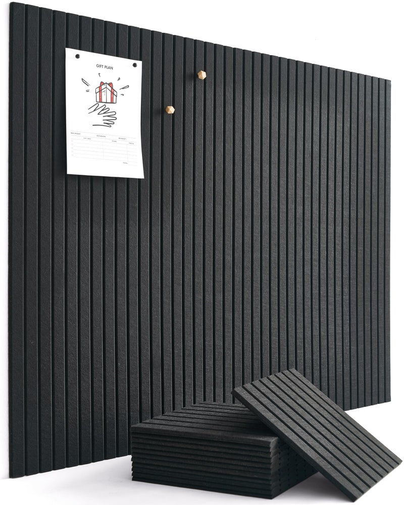 VIVELDA Large Bulletin Board 48"x36" - Office Wall Organizer to Replace your Old Cork Boards for Walls for Office Decor - 12-pack Felt Wall Panels for Use in Home Office Decor, Classroom Decor (Black) - Image 1