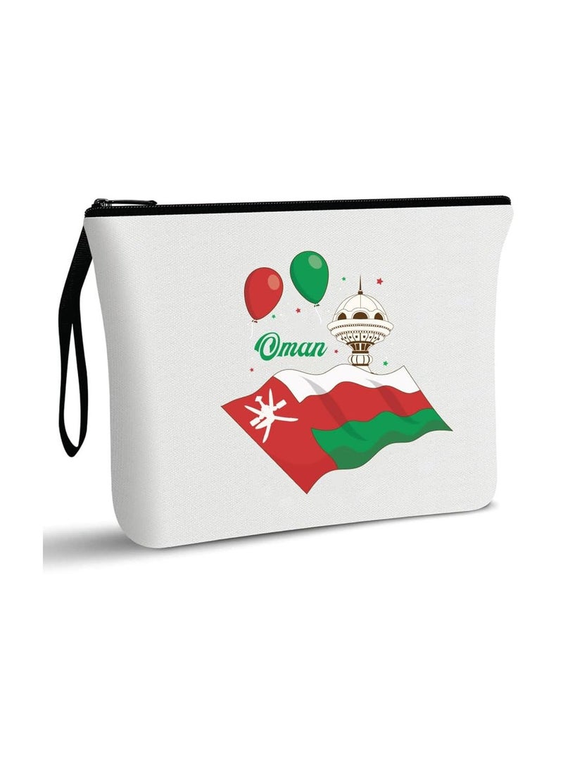 Oman National Day Cosmetic Bag - Celebrate Oman in Style - Makeup Bag - Full Zipper Pouch - Image 1